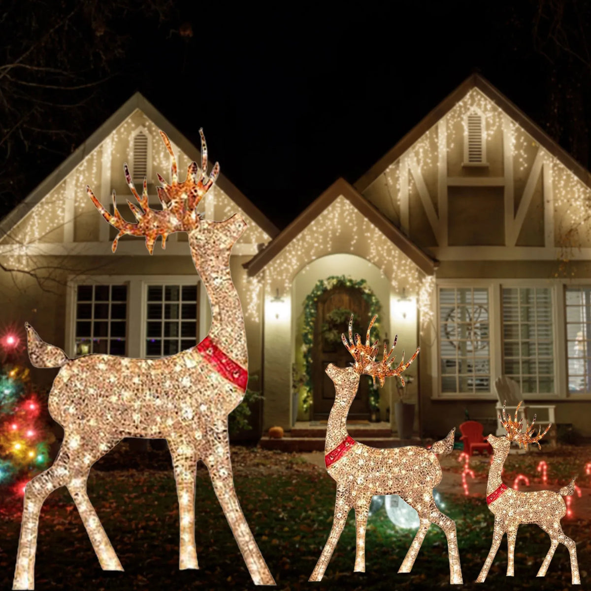 Christmas Lighted Deer Decoration Light Led Reindeer Elk Luminous Sculptures Garden Lawn Outdoor Yard Christmas Drop Ornaments