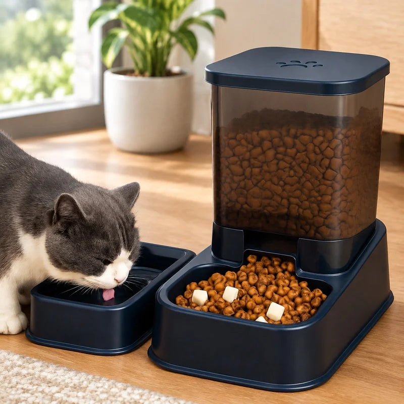 Automatic Portion-Control Pet Feeder with Water Dispenser, Battery-Free, Suitable for Cats and Dogs