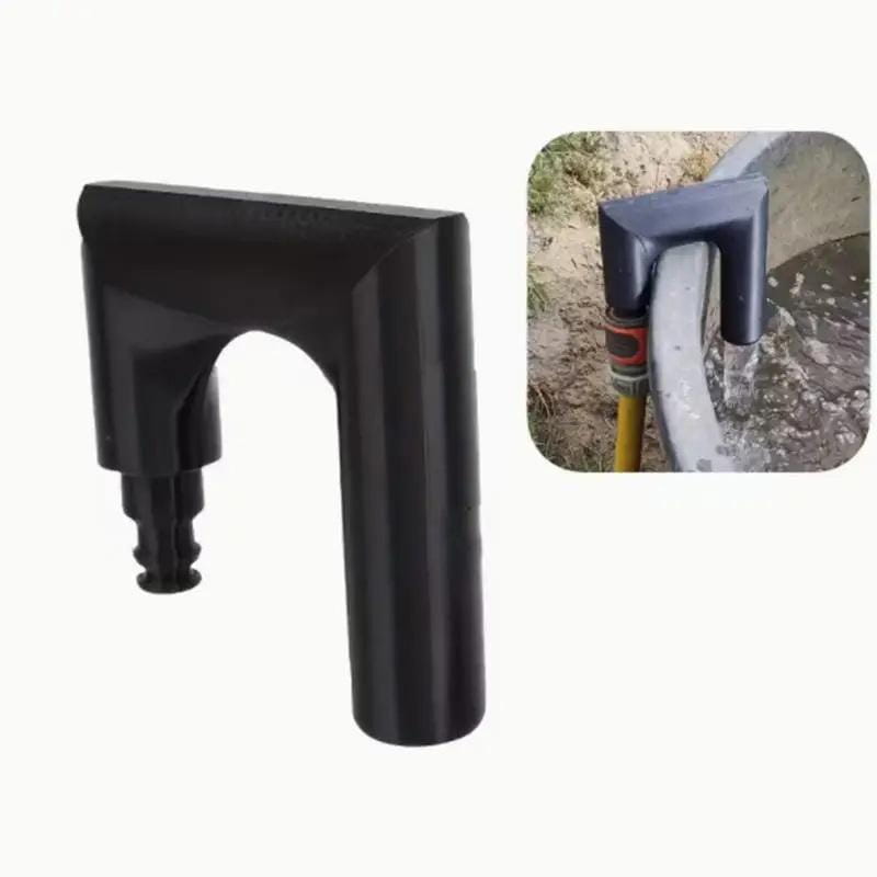 Black printed pla u-shaped garden hose adapter with threaded ends made of polylactic acid pla material for water nozzle connection.