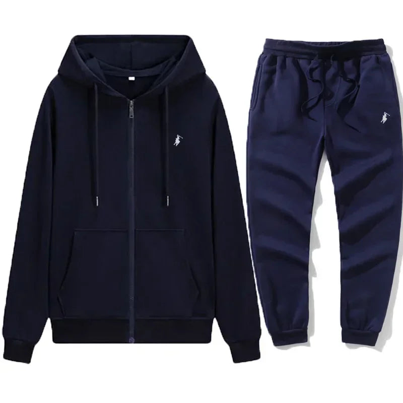 Men's Classic Hoodies and Sport Pants for Autumn and Winter, Suitable for Casual Fitness, Warmth and Casual Sportswear Sets in A