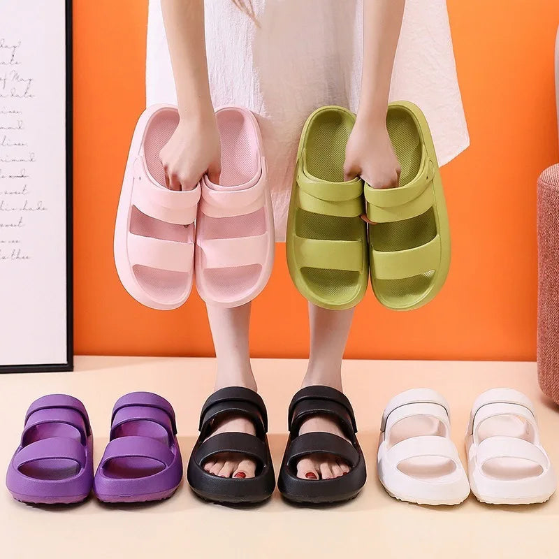 New Slippers Casual Breathable comfortable Sandals for Women Home Slippers With Snaps Non-slip Platform Beach Shoes Fashion