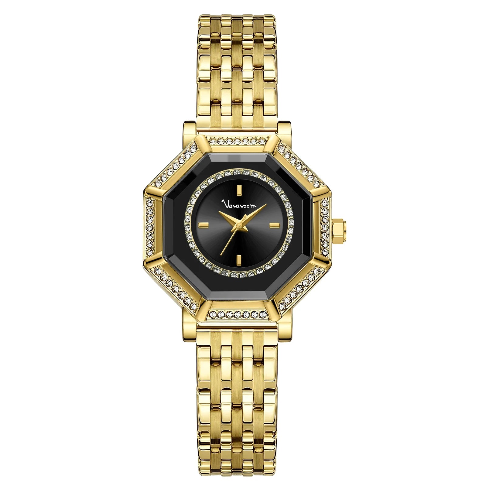 2025 New Women Gorgeous Quartz Watch Original Geometric Rhinestone Stainless Steel Waterproof Casual Banquet Dress Girls Watches