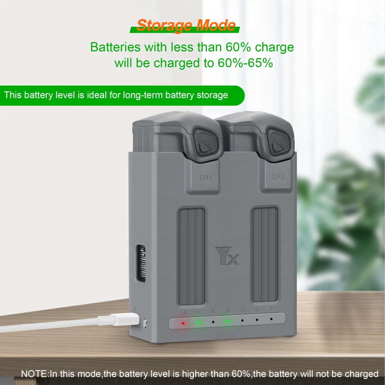 Gray Dji Mavic 4 Pro dual battery charger hub with dual slots, sleek rectangular design, and textured grips on top for secure handling.