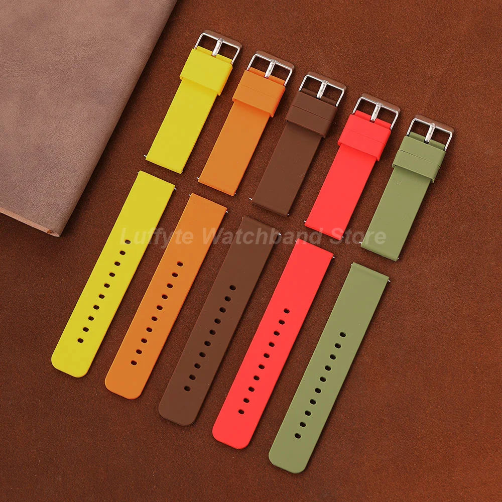 Men Women Fashhion Casual Silicone Wrist Strap 12 14 16 18 20 22 24mm with Quick Release Spring Bar Durable Smartwatch Band