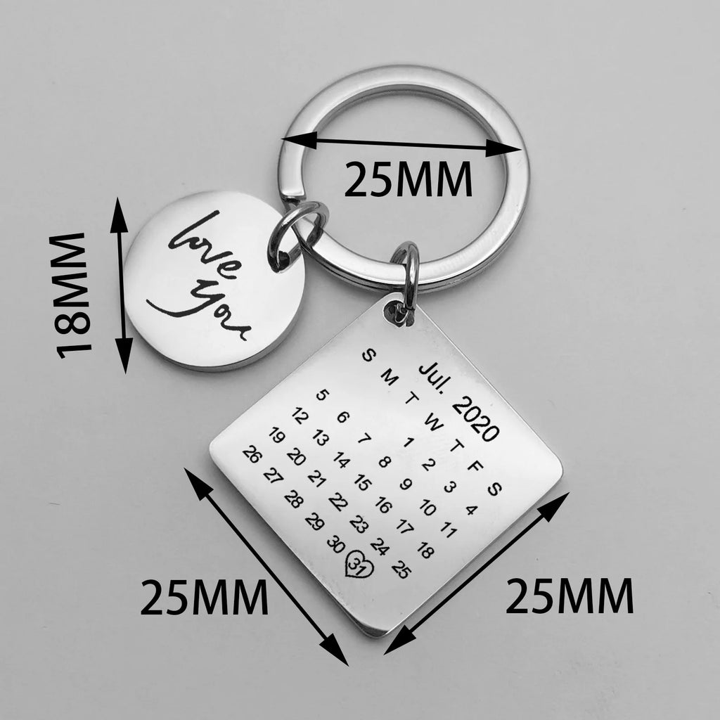Valentine's Day Anniversary Date Customized Keychain Gift for Boyfriend Girlfriend Laser Print Text Personalized Car Key Ring