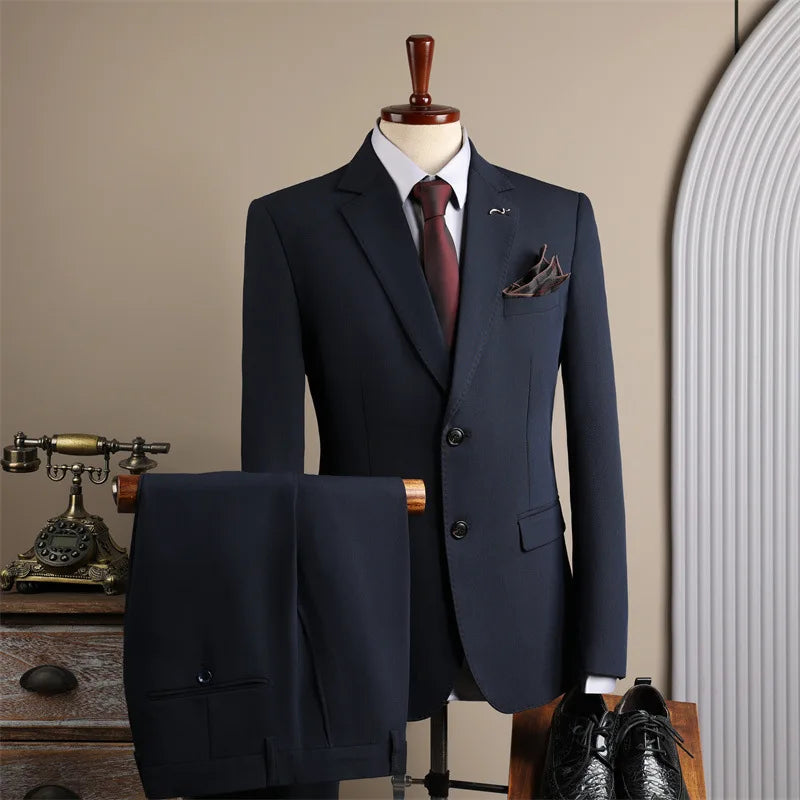 High End Business Men Suits Lightweight Luxurious Wrinkle Resistant Professional Suit  Fashion Urban Commut Wedding Banquet Suit