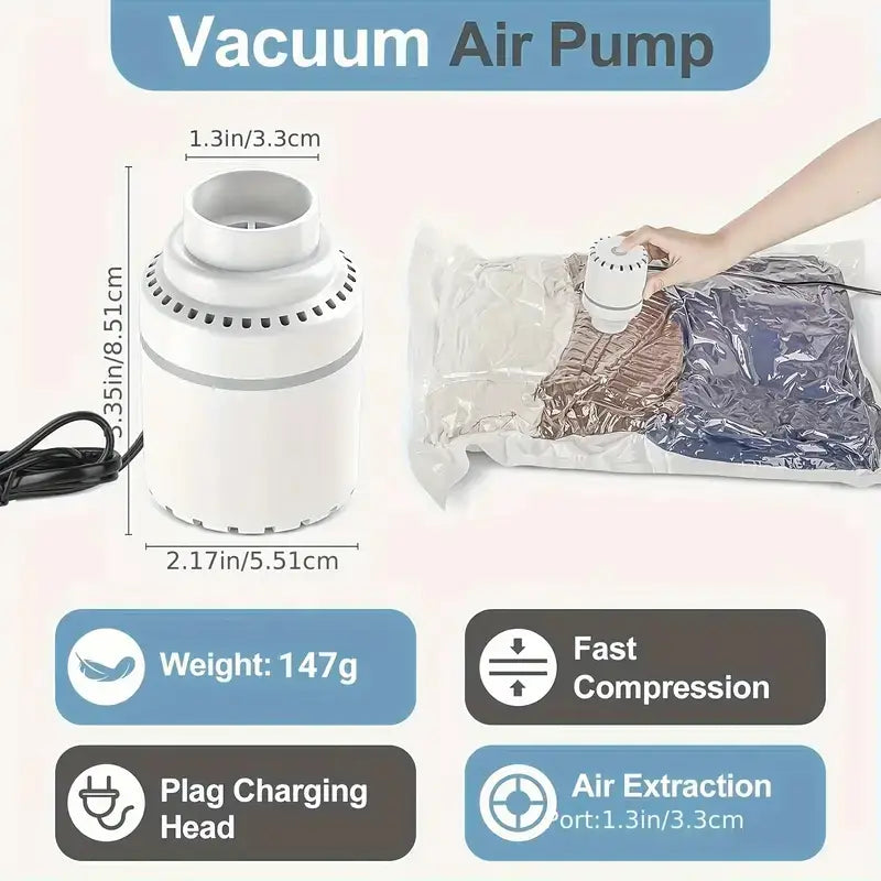 3/6/9-pc New Vacuum Storage Bags W/ Electric Pump. Space-Saving Bags Compress Quilts/Blankets, Seal Clothes. 80% Space-Saving Va