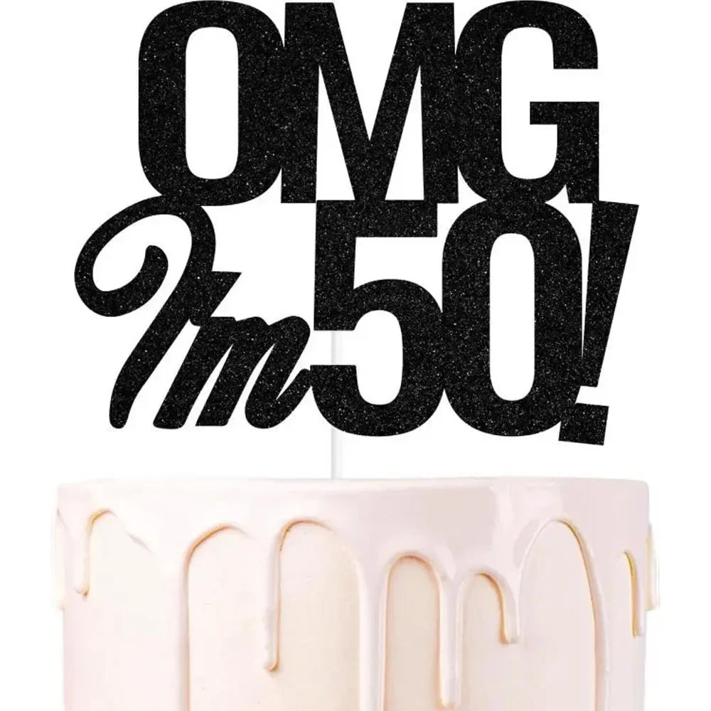 OMG I'm 18 30 40 50 60 Years Old Cake Topper Happy Birthday Party Decoration Adult Anniversary 30th 40th 50th 60th Birthday Cake