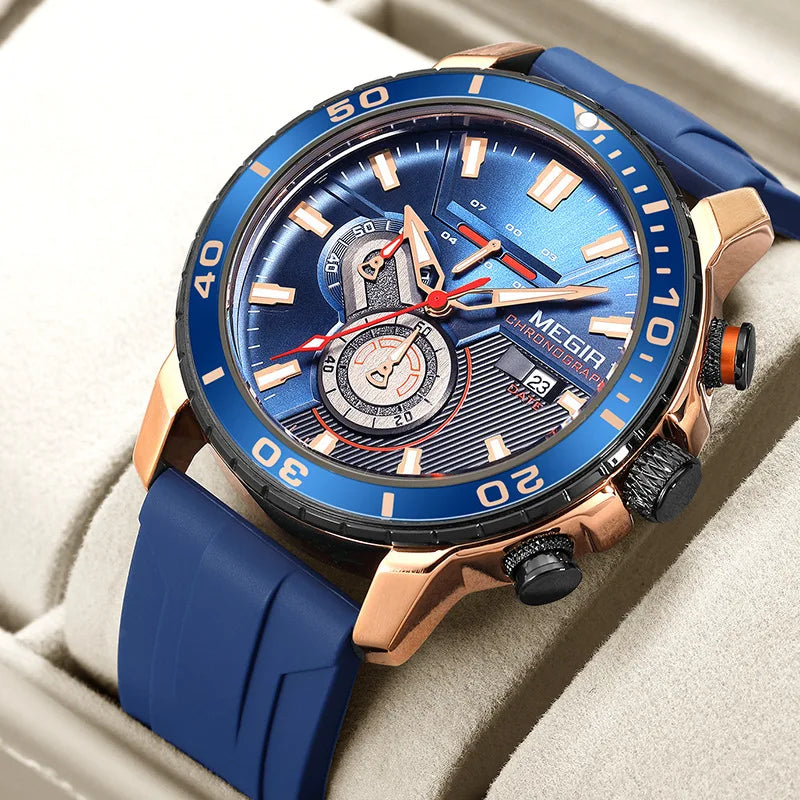 MEGIR Men Wristwatch Fashion Casual Quartz Date Watches Luxury Male Clock Chronograph Multifunctional 30M Waterproof Sport