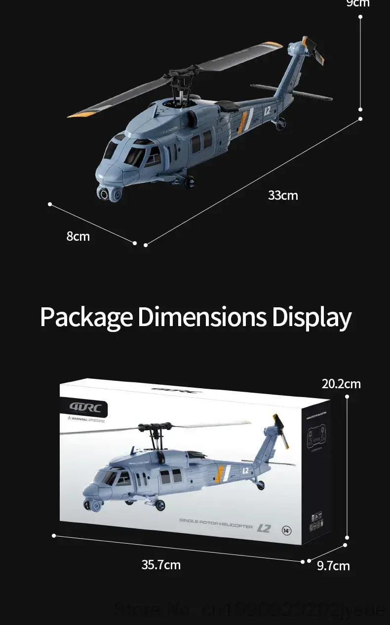 Gray remote control helicopter model featuring detailed markings and rotor blades equipped with an 8k camera.