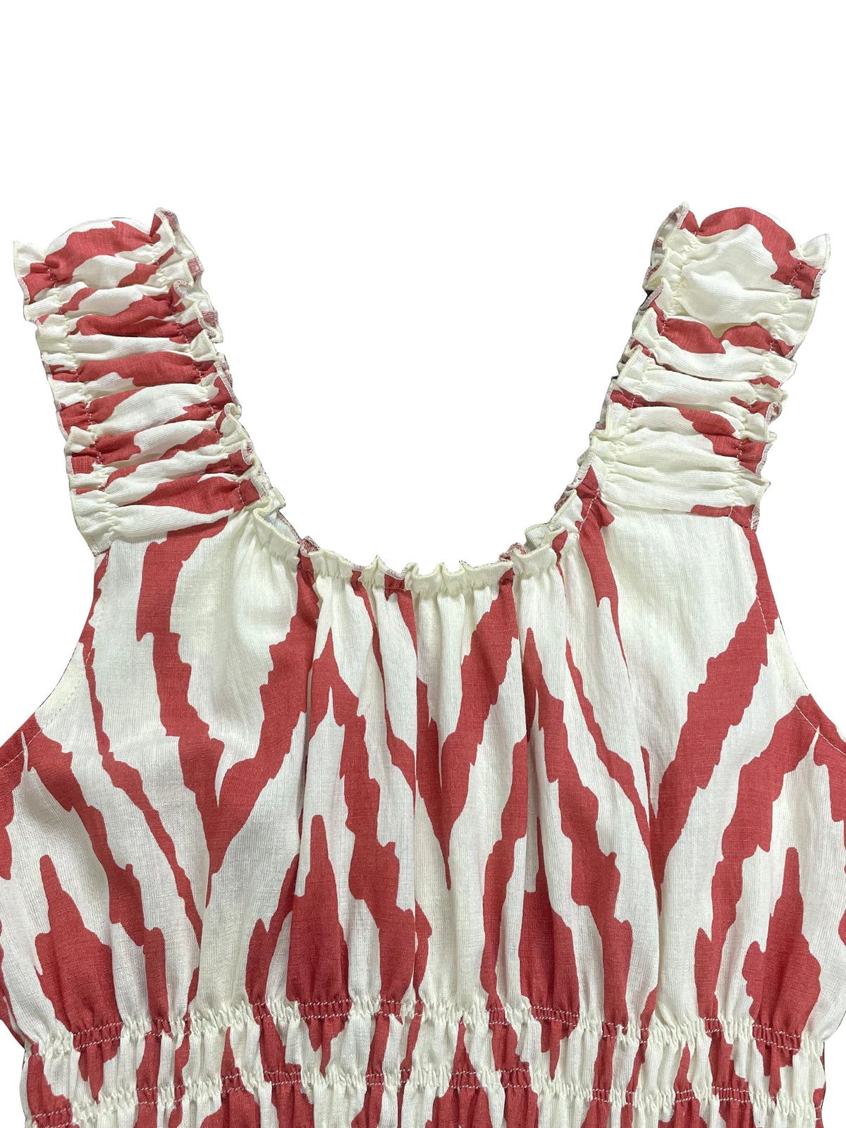 Women's Vintage Ethnic Ikat Pattern Sleeveless Square Neck Smocked Bust Tiered Casual Midi Dress