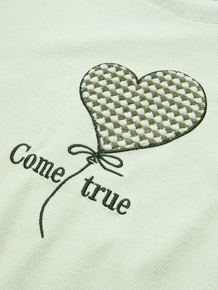 I BELIEVE YOU Hoodies for Women 2024 Autumn Green Waffle Embroidery Loose O Neck New Exquisite Fashion Soft Pullovers CWY245471A
