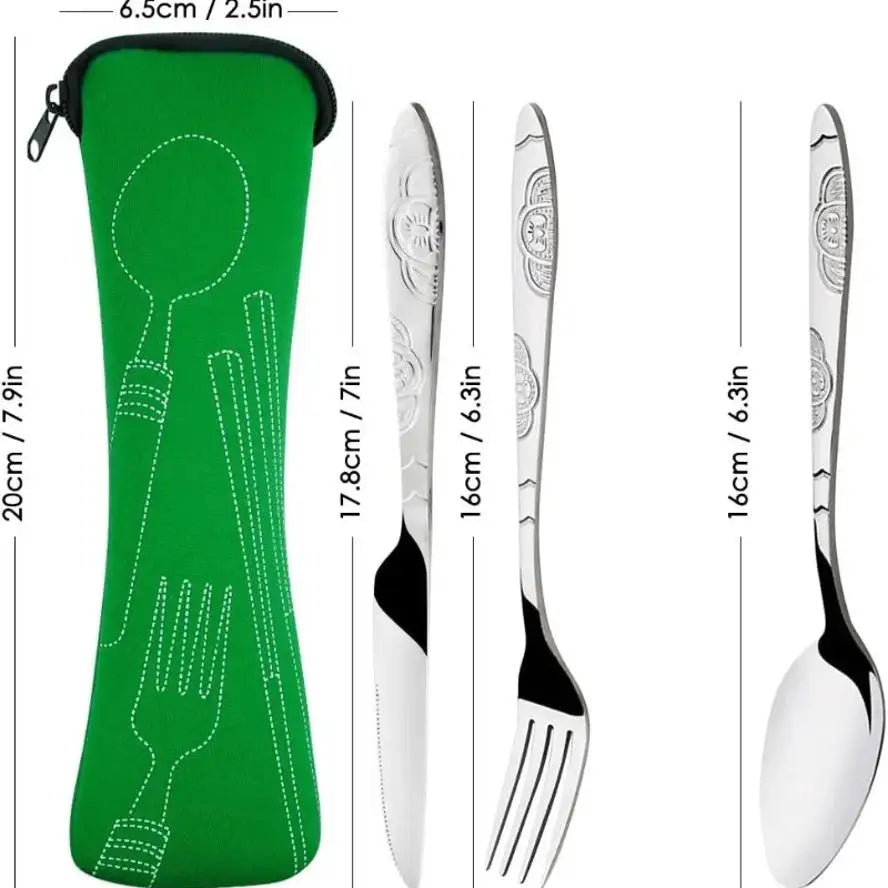 Picnic Tableware Set Washable With Zipper Travel Cutlery Kit Case Portable Pouch For Dinner Household Tool Travel Camping Spoon
