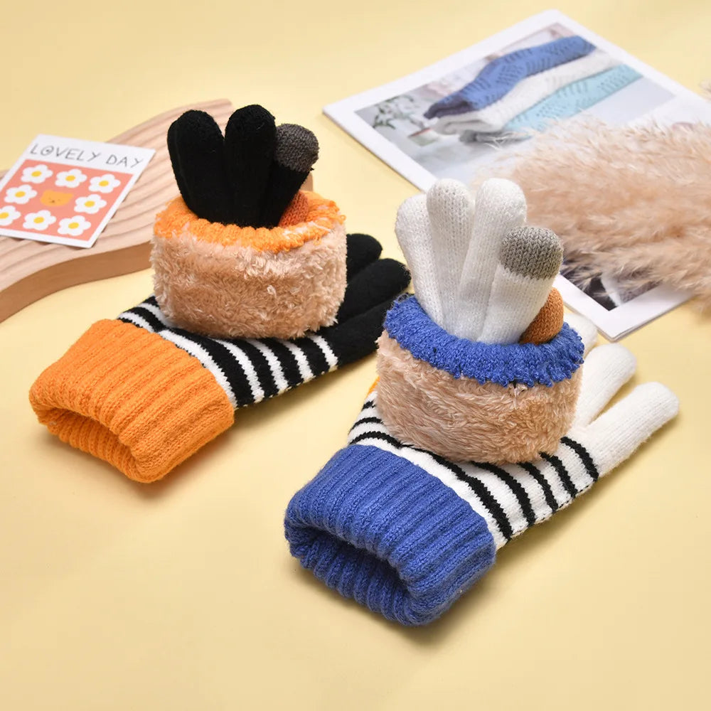 Women's Autumn Winter Gloves  Warm Hand Protection Touch Screen Splicing Thick Fashion Gloves Solid Color Simple Funny Wholesale