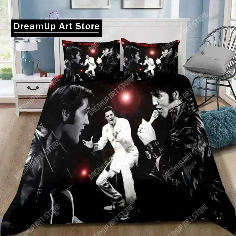Poster Collection E-Elvis Presley Bedding Set Single Twin Full Queen King Size Bed Set Adult Kid Bedroom Bedding Gift
