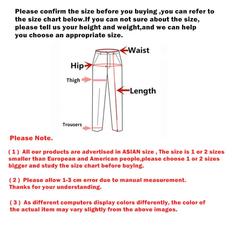 Schéma du tableau des tailles pour les jeans en denim délavé et déchiré baggy style y2k illustrant les points de mesure essentiels, notamment la taille, la hanche, la cuisse et la longueur, avec des flèches rouges.