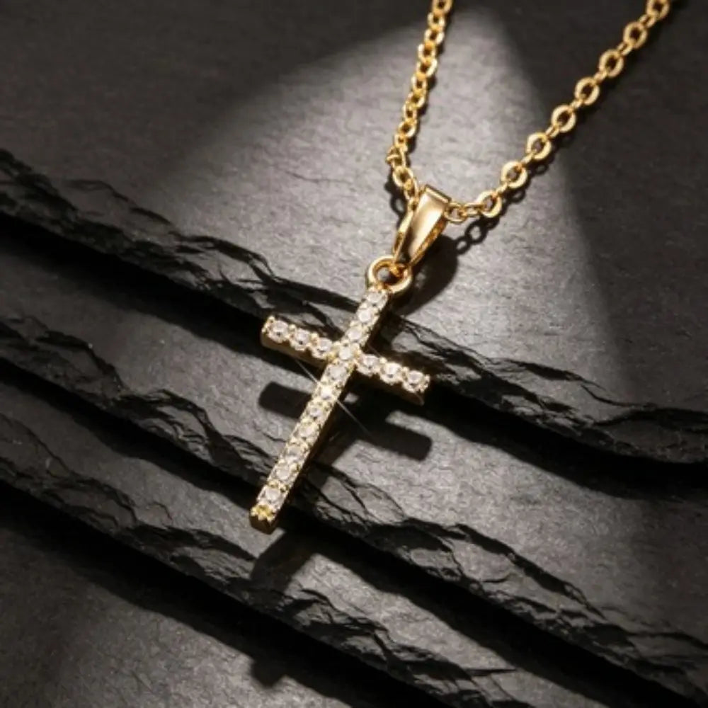 Cross Necklaces Chain Simple Pendants for Women Men Zircon Rhinestone Jewelry Gifts