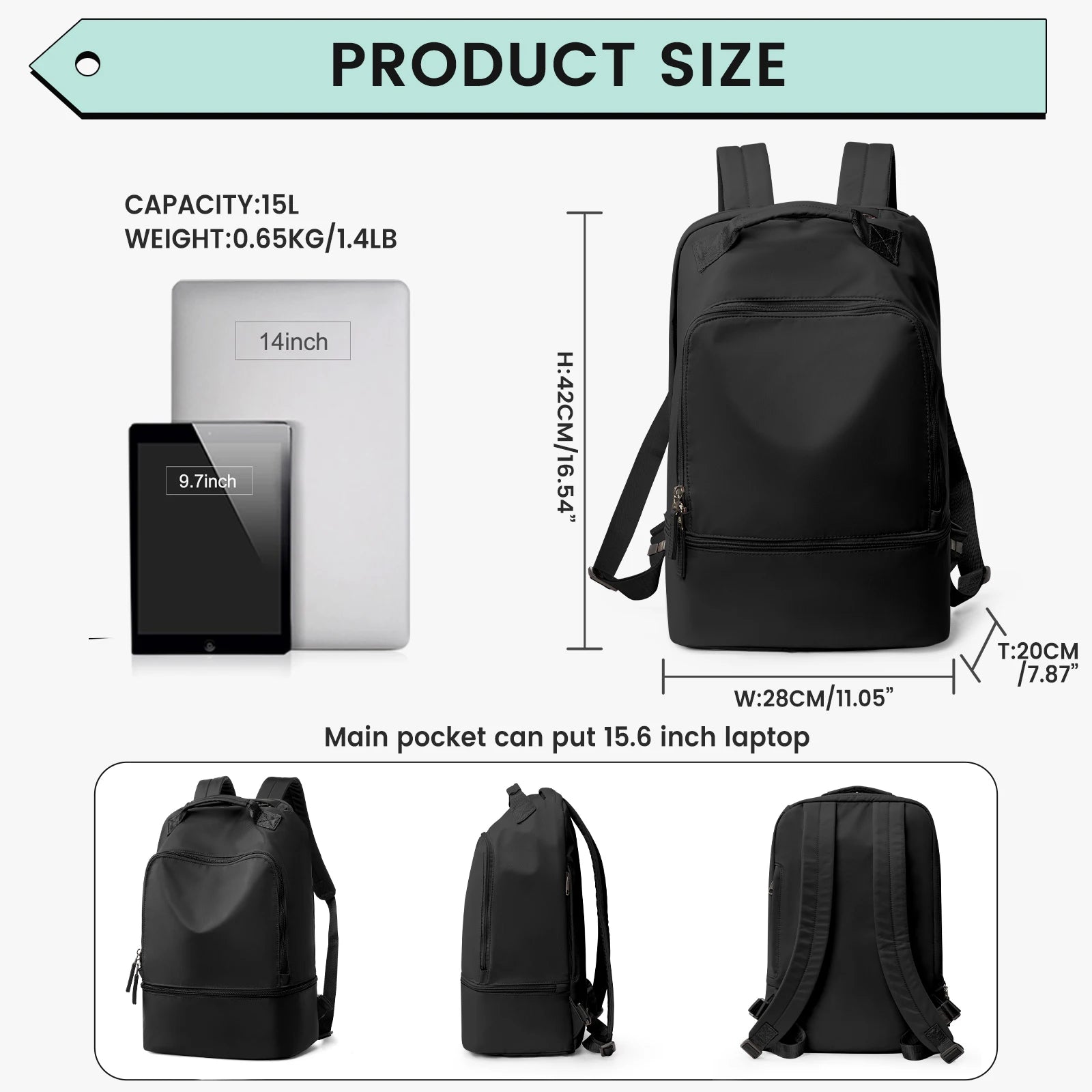 Gym Bag for Women，Personal Item Travel Bag With Shoe Compartment Travel Backpack for Women，Sports Backpack Ideal for Tennis，Swim