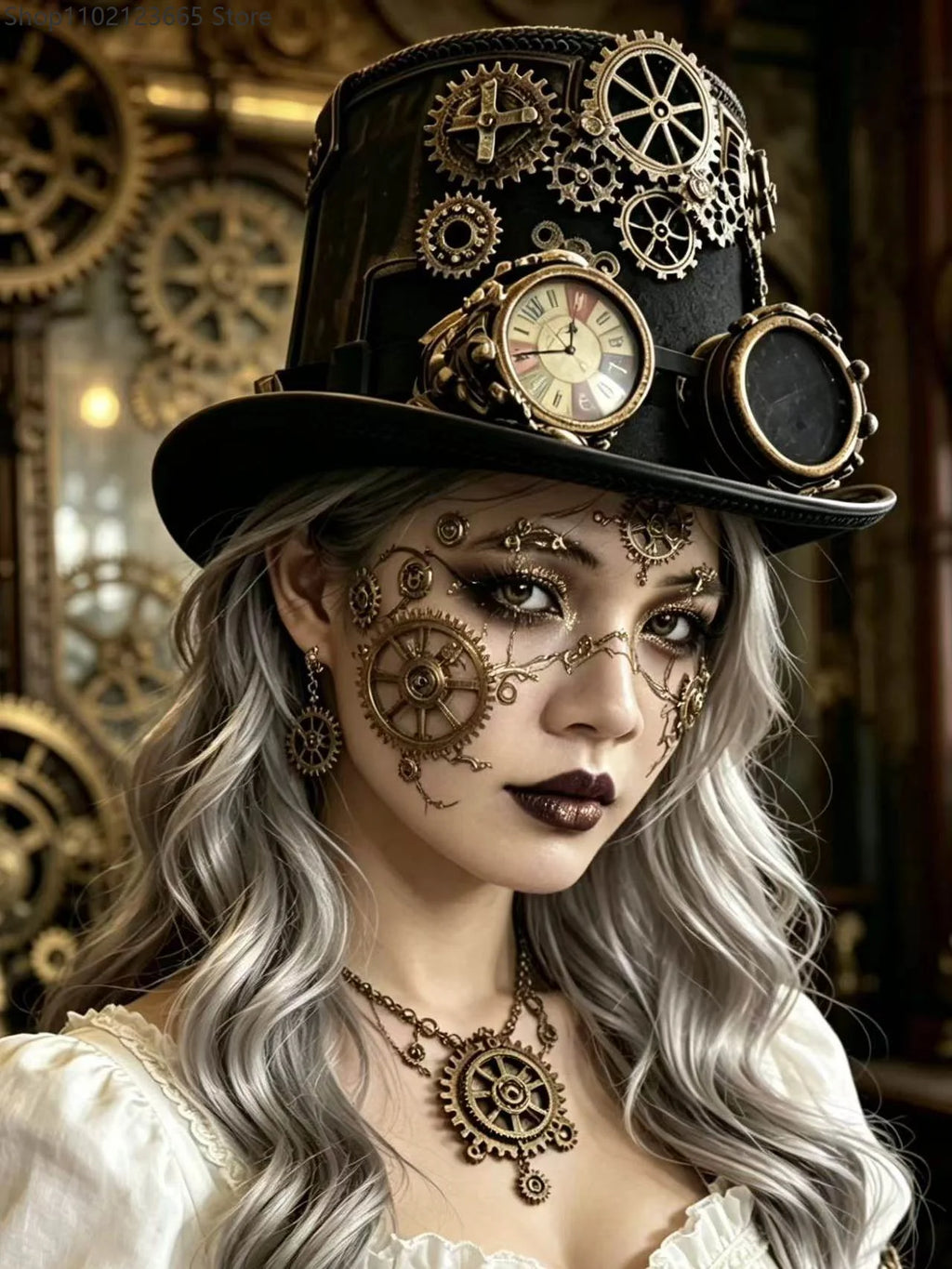Mens Gothic Steampunk Hats Retro Costume Cosplay Top Hat With Removable Goggles Dress Up Accessories Time Traveler Costume Men