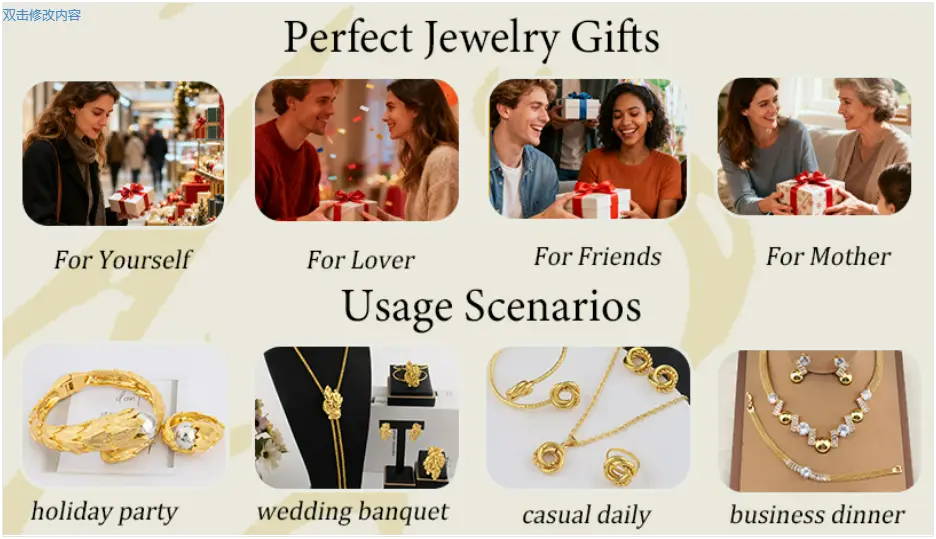 Gold flame jewelry set for women wedding party featuring gold-colored intricate designs and sparkling gemstones.