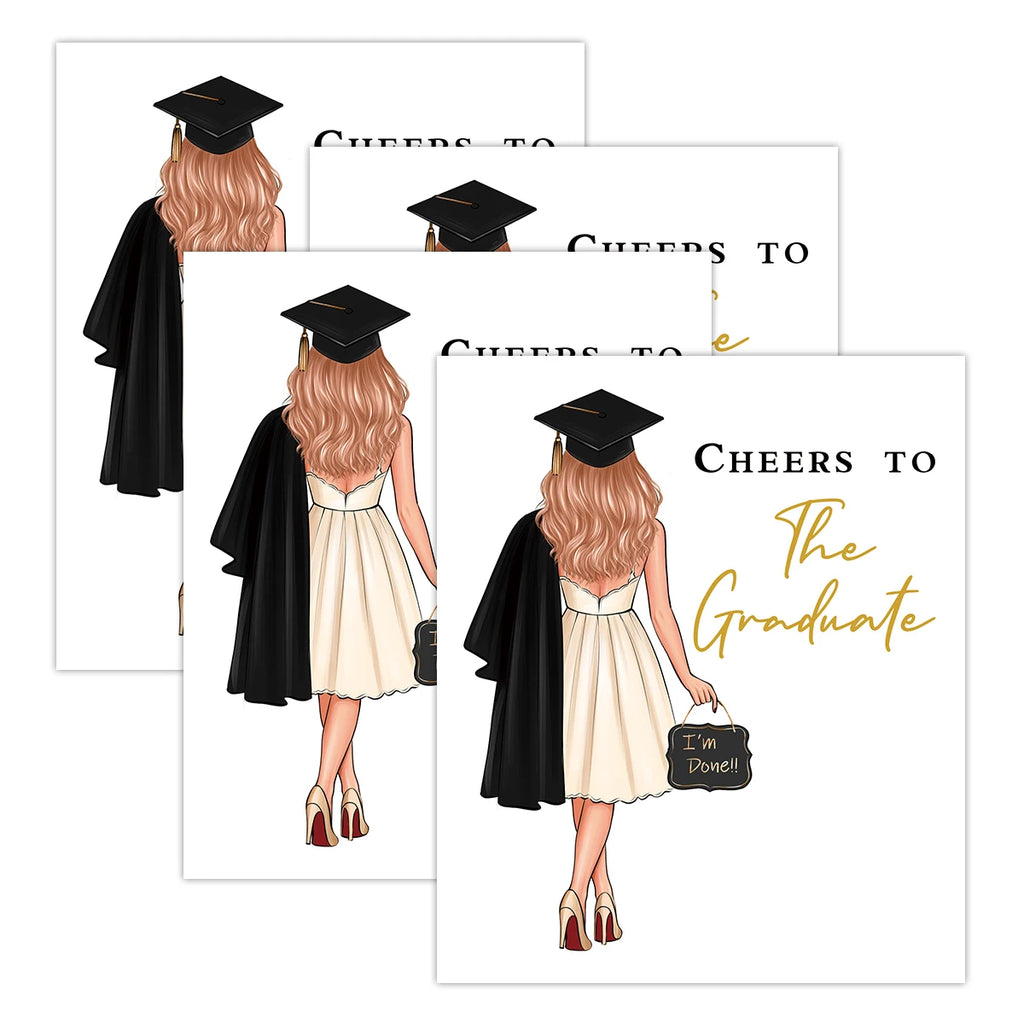 4pcs Graduation Wine Bottle Stickers,"Cheers To The Graduate""I'm Done!!",Decor Labels For High School&College Graduation Gifts