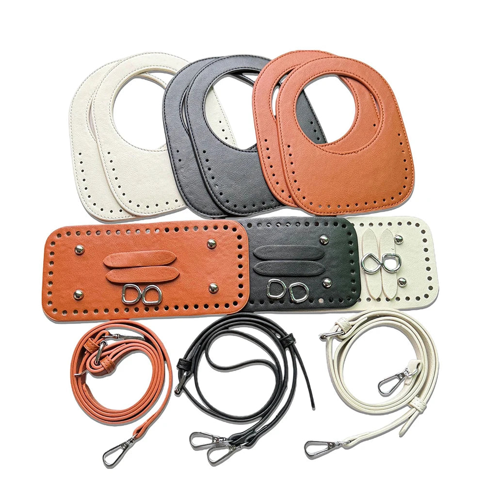 Beach Bag Handmade Accessories, Backpack Creative DIY Wallet, Pu Material Handle, Shoulder Strap, Base Plate, Ear Straps, 8-Piece Set