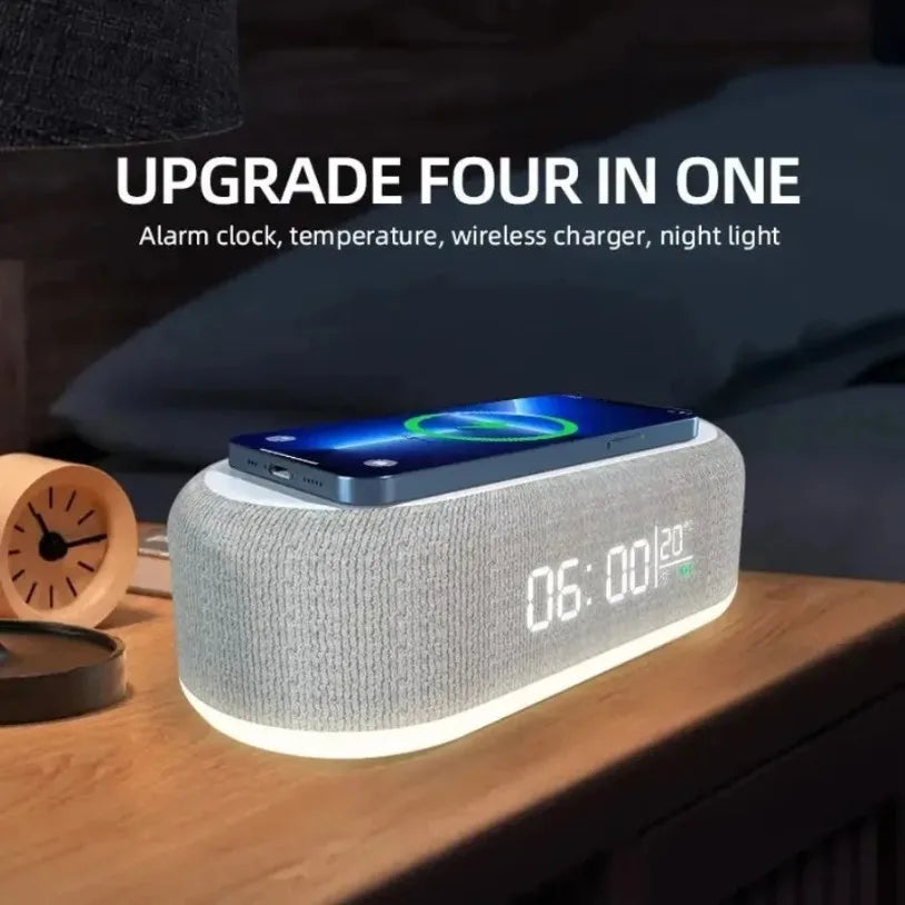 VIKEFON Alarm Clock Wireless Chargers Pad Phone Bedroom Lamp Night Light Desk Thermometer For iPhone 17-12 Fast Charging Dock