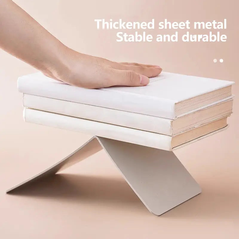 White thickened sheet metal minimalist l shaped bookends with a stable durable v shaped design for desktop use