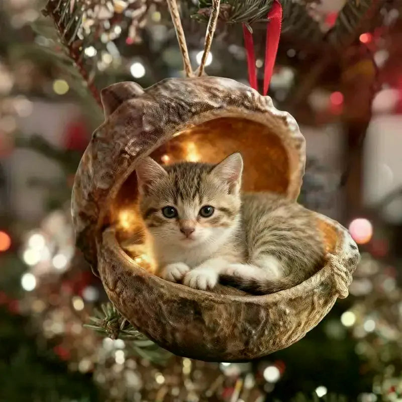 Animal Christmas Ornaments 2D Flat Acrylic Seasonal Decoration Hangable Holiday Decorations For Xmas Tree Hanging Pendant Decor