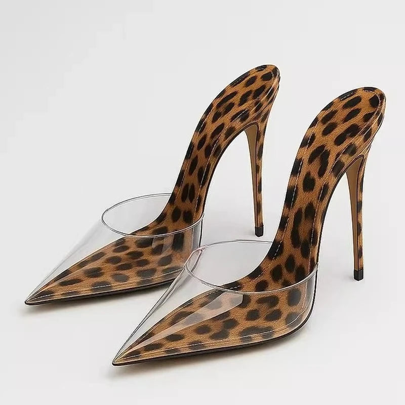 High heeled sandals for women's outdoor wear  summer new style, slim heel, super pointed, versatile, wrapped, lazy half slippers