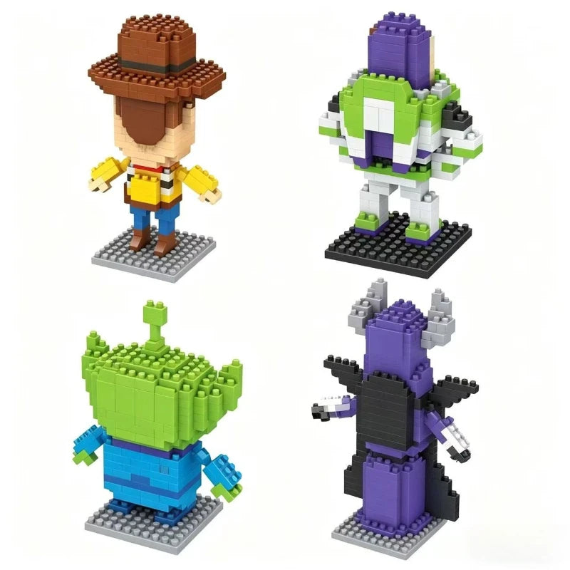 Mini Building Block Toys Cartoon Character Models Desktop Ornaments Children's Assembled Toys Holiday Gifts Birthday Gifts