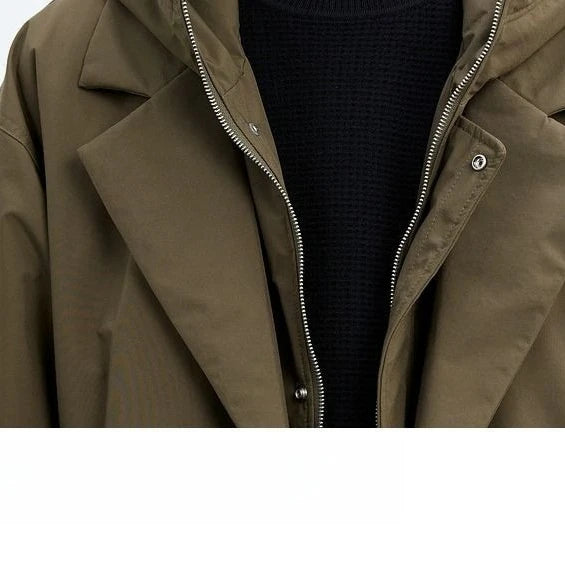 Winter New Korean Style Men Hooded Long Coat Faux Two Piece Trench Coat Parka Jacket Plus Size Warm