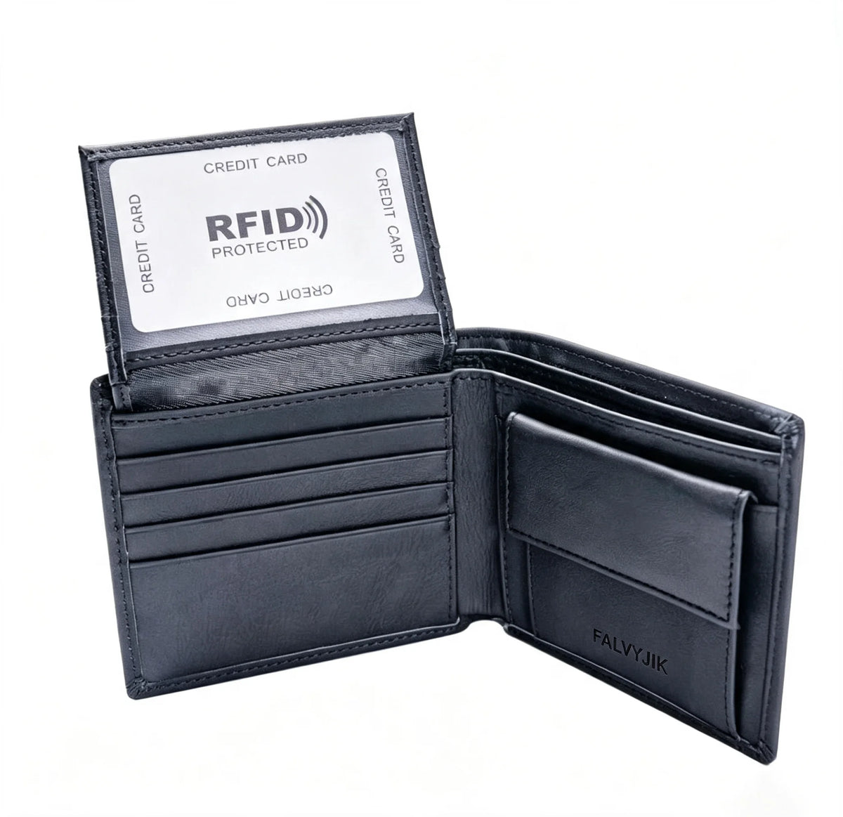 Men's Leather Wallet RFID Cowhide Genuine Leather Wallet Multi-Function Credit Card Holder