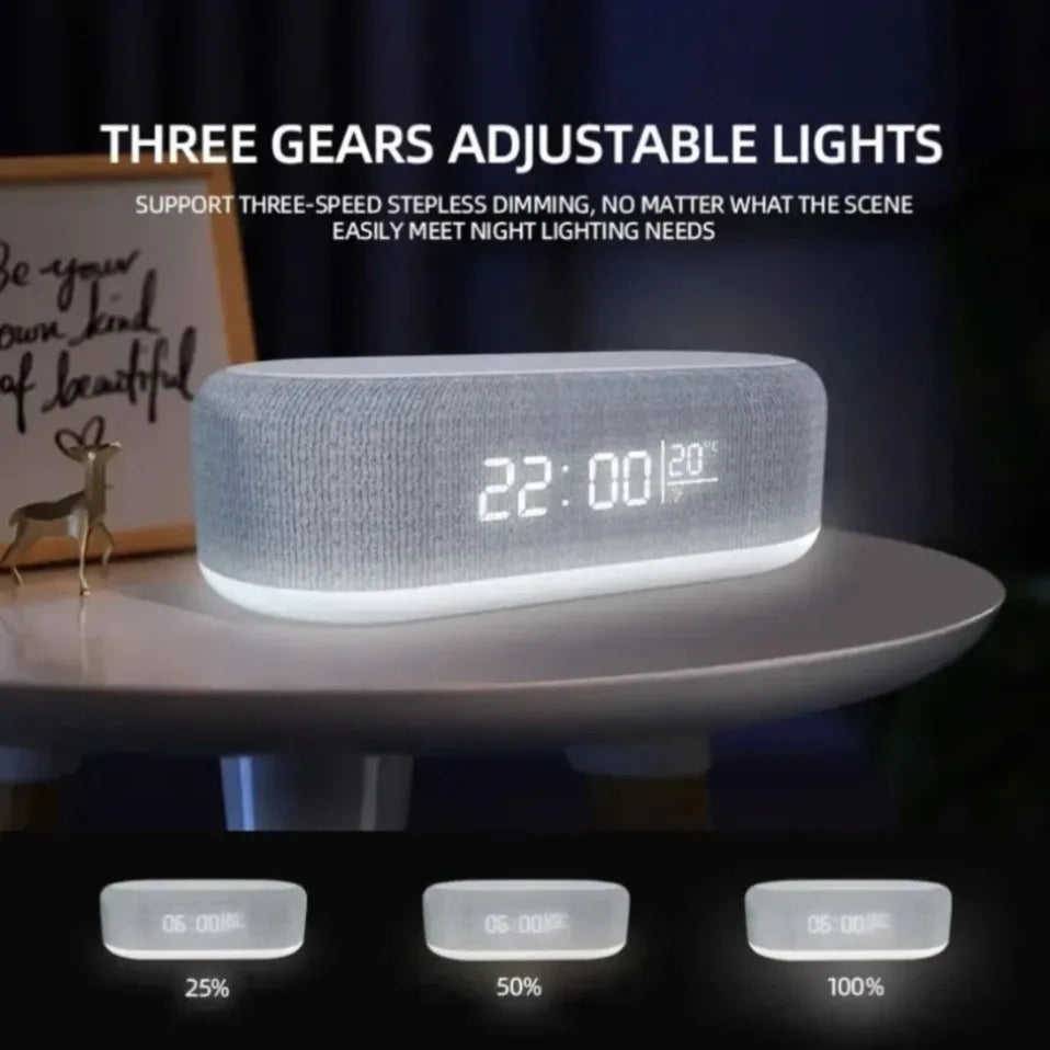 Wireless Charger Pad Phone Alarm Bedroom Lamp Night Light Desktop Clock Thermometer For iPhone 17 16 15 14 13 Fast Charging Dock
