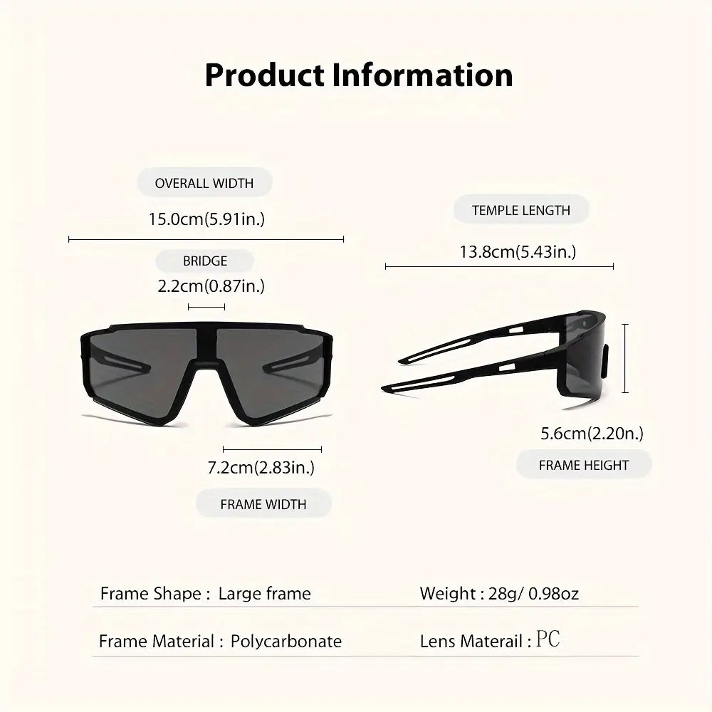 Men oversized cycling sunglasses featuring black polycarbonate frames with large angular design and dark gray gradient lenses suitable for wear sunglasses in high filter category applicable scenarios.