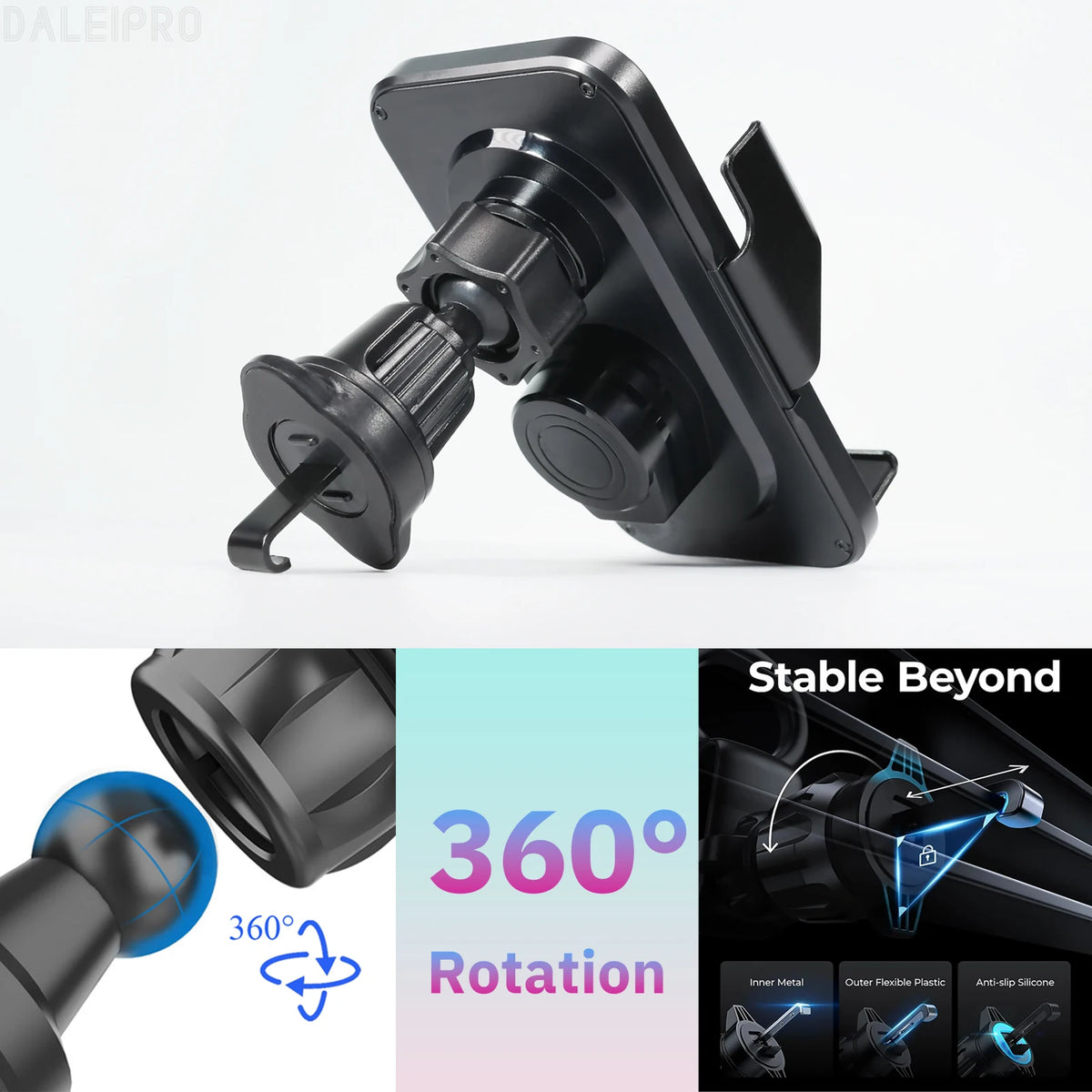 Car Wireless Charging Phone Holder Smart Sensing Fast Wireless Charger Phone Mounts 360° Rotation Inductive automatic clamping