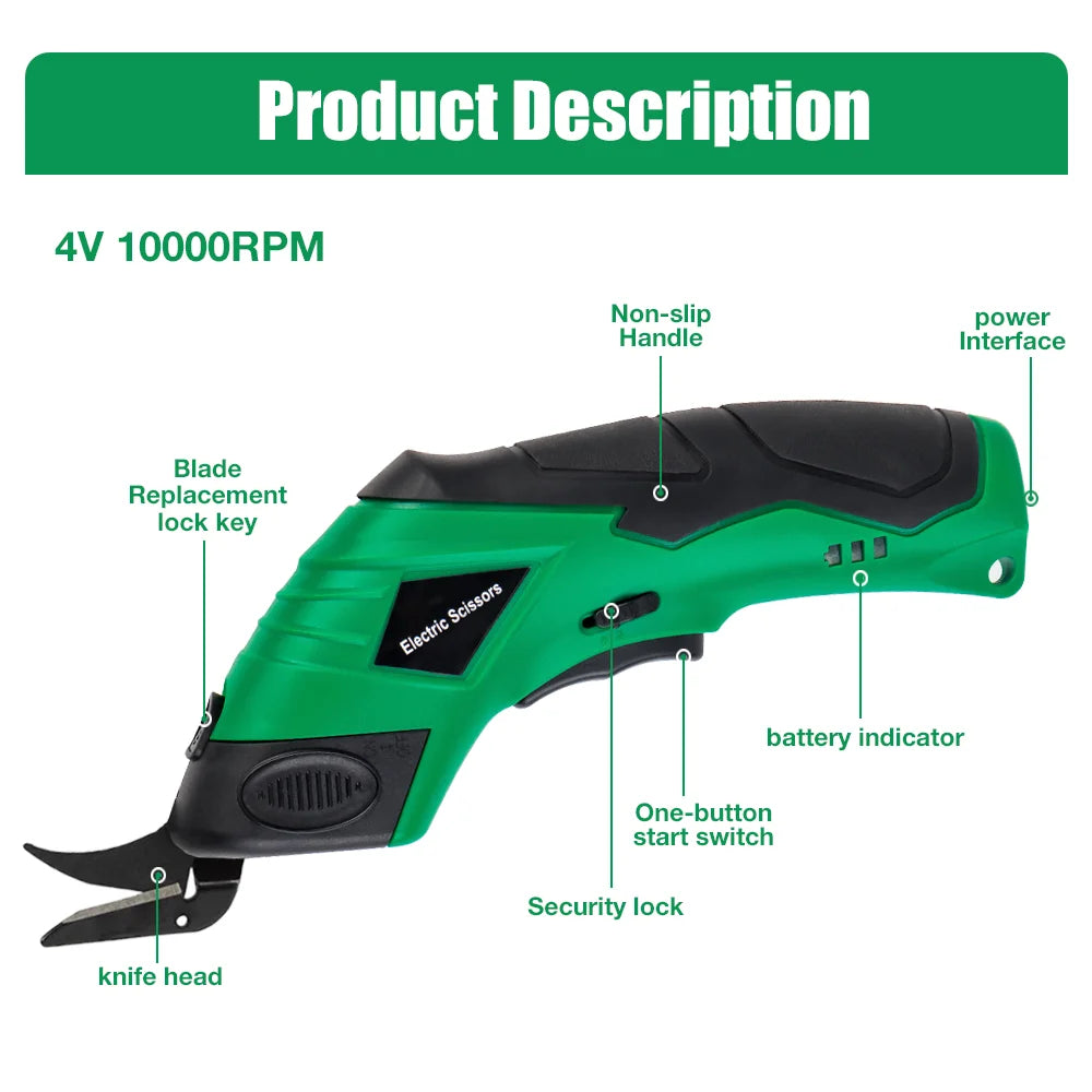 Electric Scissors, Home USB Charging, Cordless Sewing Scissors DIY Leather/Fabric/Cardboard Cutting Tools, Tufting Scissors