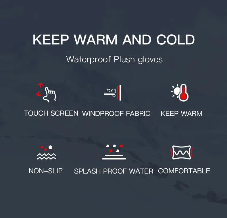 Reverso de guantes de ciclismo con pantalla táctil a prueba de viento acolchados y a prueba de agua negros para hombres y mujeres, con aislamiento para mantener el calor en condiciones frías y húmedas.