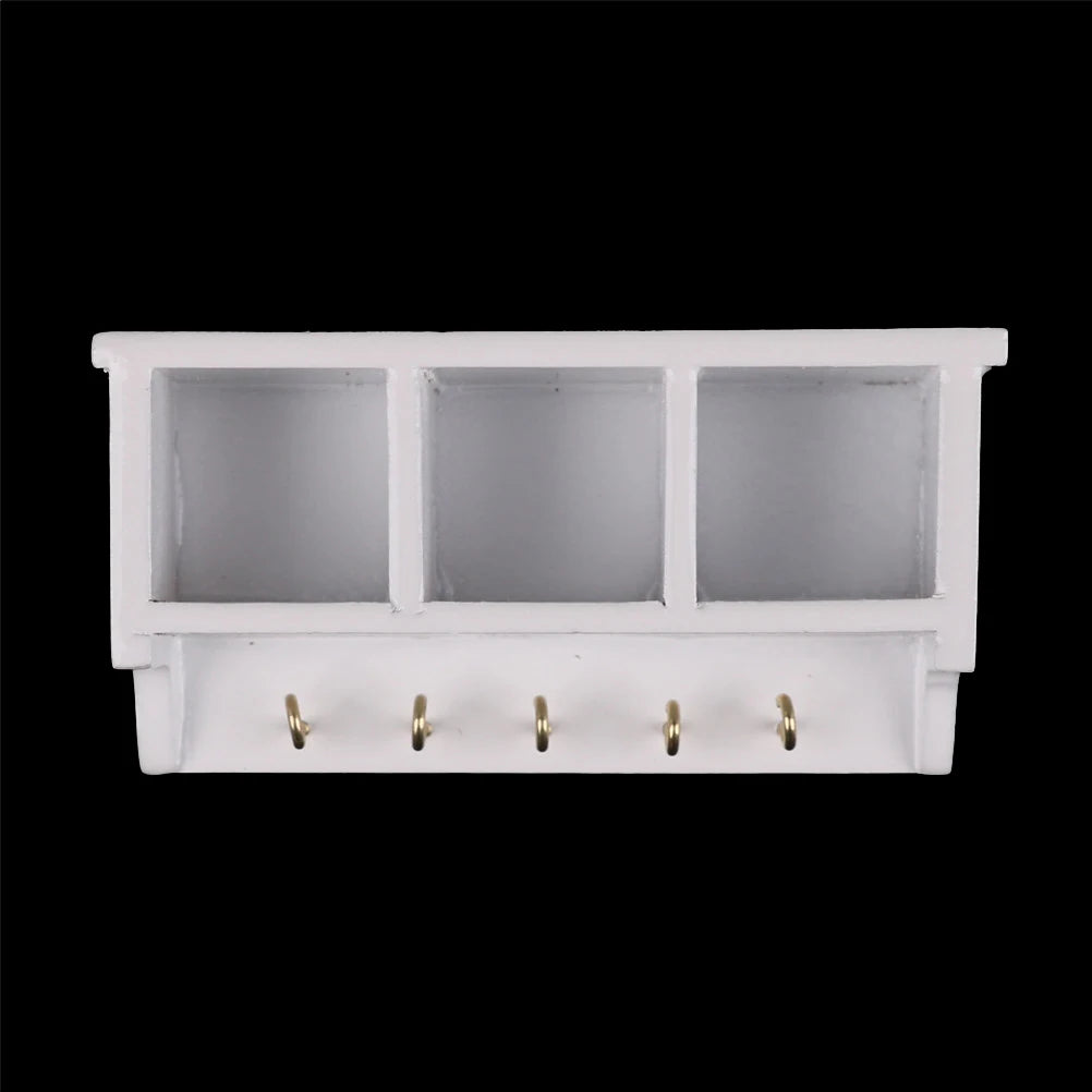 1/12 Dollhouse Miniature Wood White Wall Rack Model Kitchen Furniture Accessories For Doll House Decor Kids Pretend Play Toys