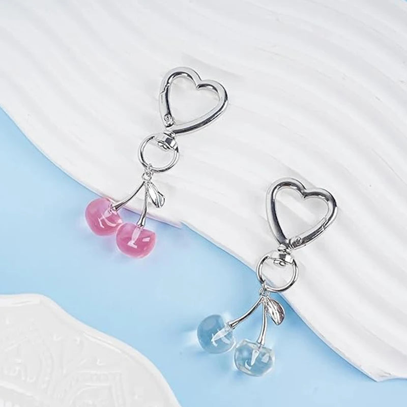 Cute Keyring Cherry Bag Charms Keychains Women Keychain for Bags Carabiner for Keys Accessories Wallet Chain Charm Fashion Gifts