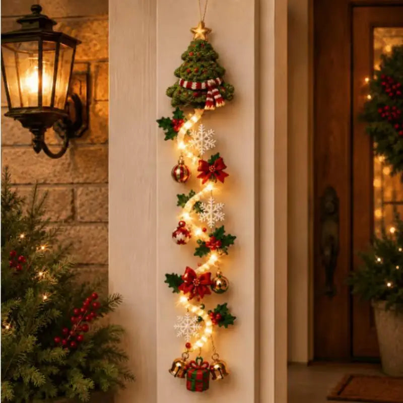 Lighted Christmas Wall Decor Glowing Holiday Scene Hanging Ornament for Home Xmas Party Festival Decoration