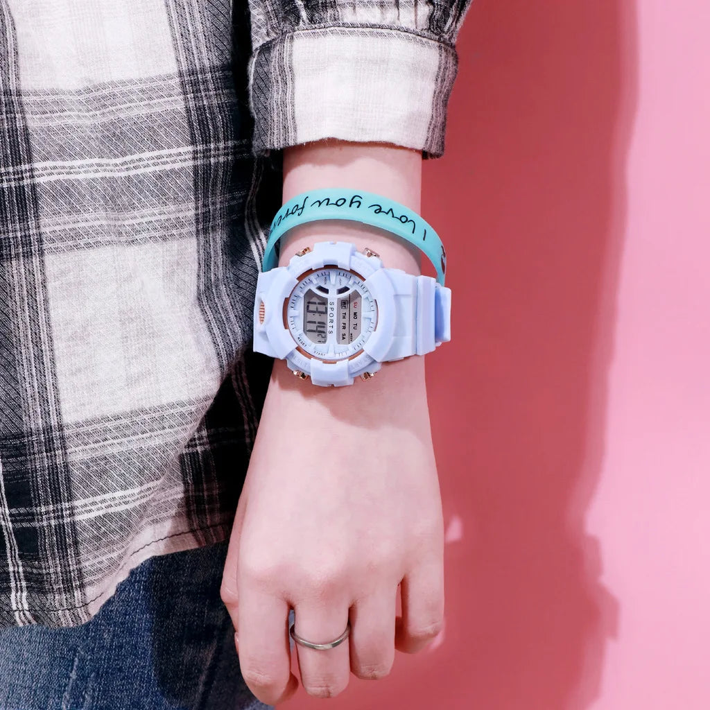Fashion Electronic Watch for Women and Men, Sports Night Light Couple Watch with Alarm and Timer Functions Boys and Girls Watch