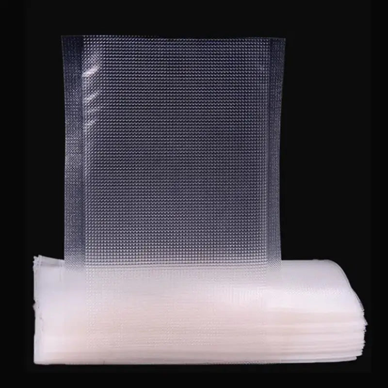klare transparente strukturierte Vakuumbeutel 12x20 cm mit Rastermuster zur Lebensmittelversiegelung in einer Packung mit 100 Stück