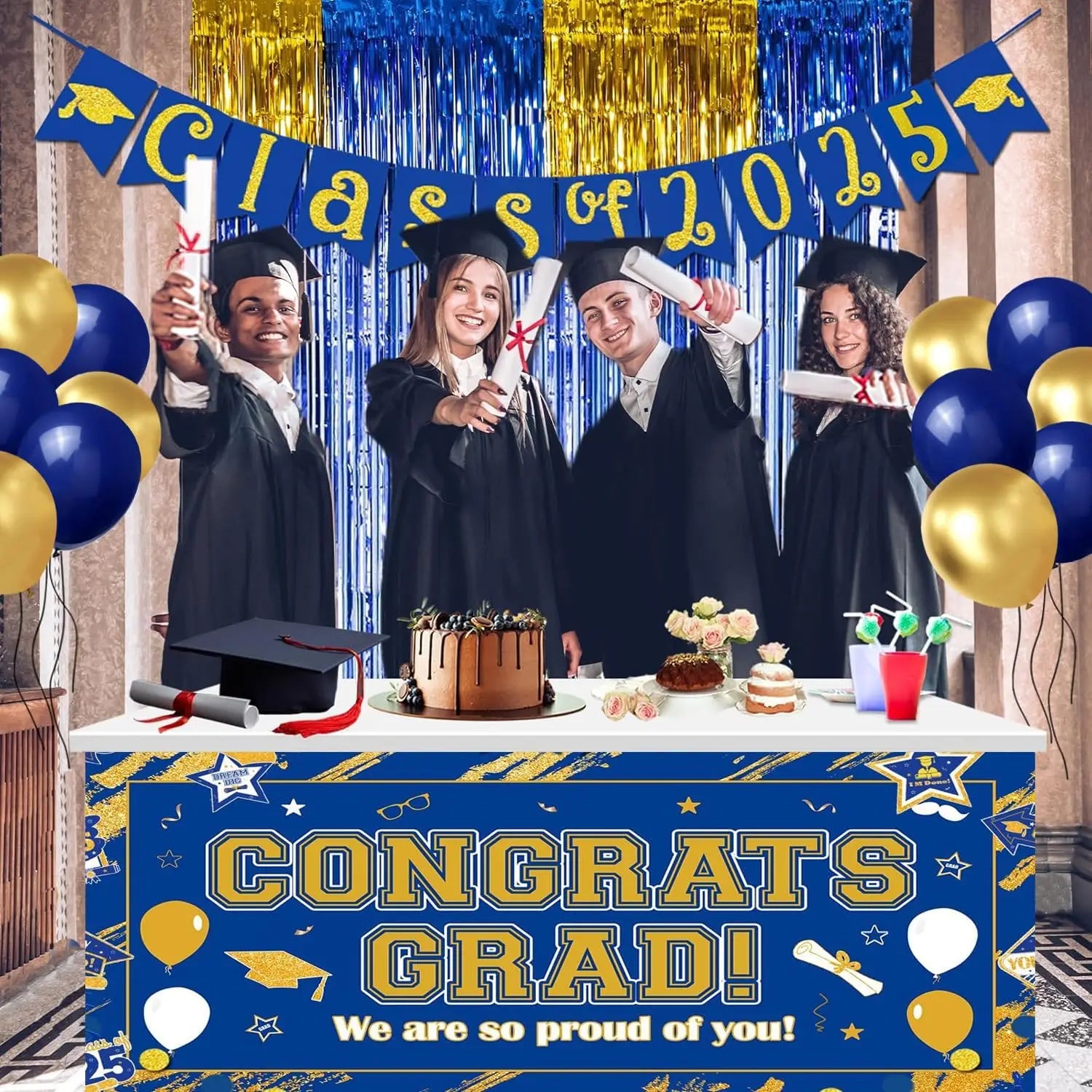 40Pcs Navy Blue and Gold Balloons Metallic Gold balloons for Anniversary Wedding New Year Birthday Party Graduation Decorations