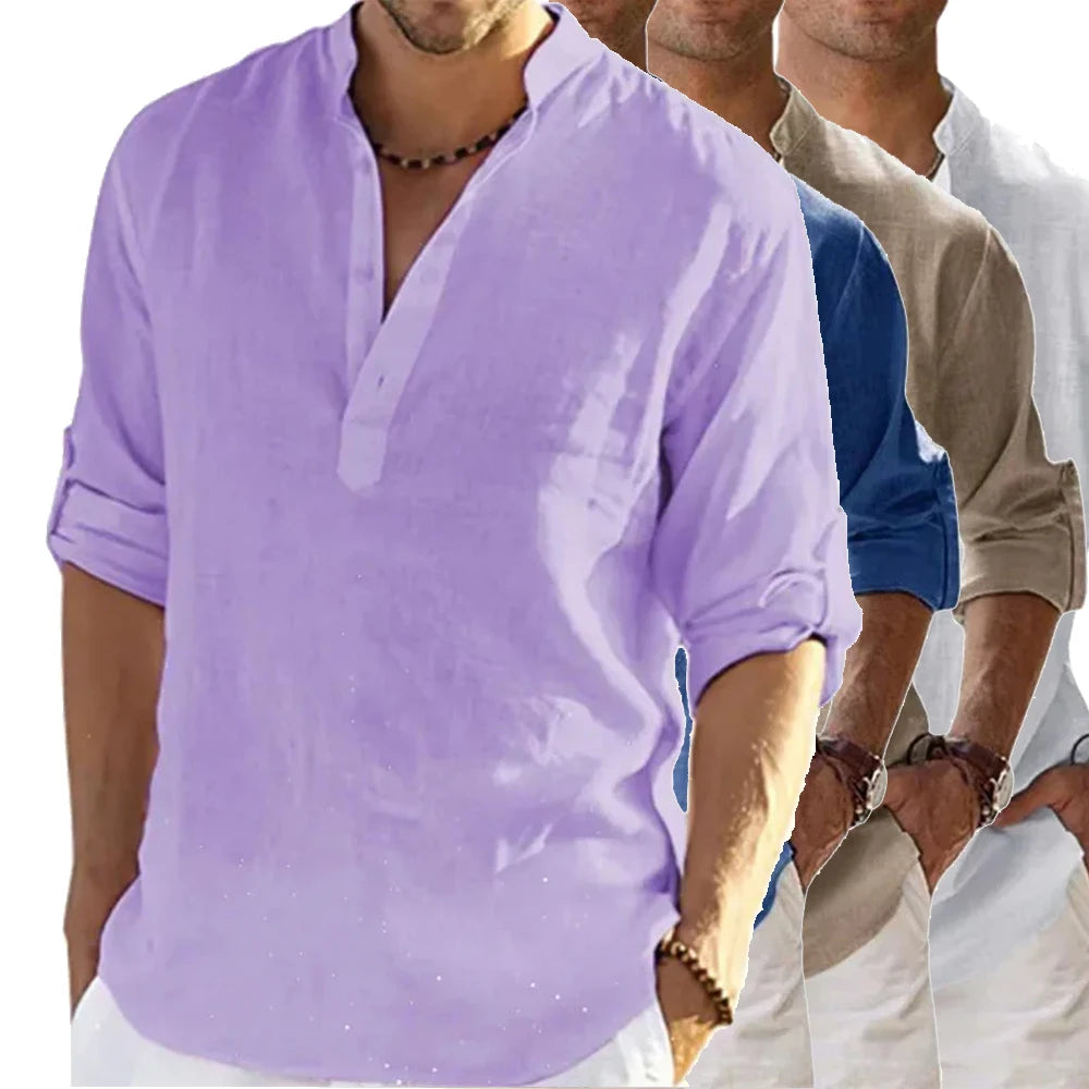 New Men's  Long Sleeve T-Shirts Breathable Shirt  Casual Basic Cotton  Shirt Tops