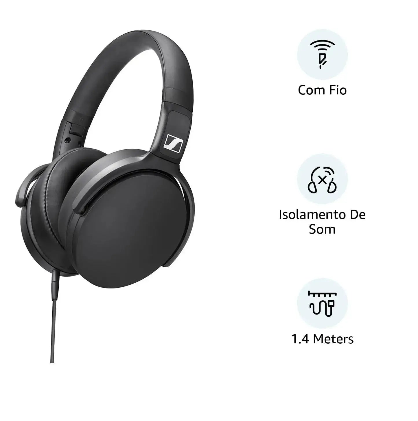 black over-ear hd400s wired headphones by Sennheiser with sleek matte finish and padded earcups