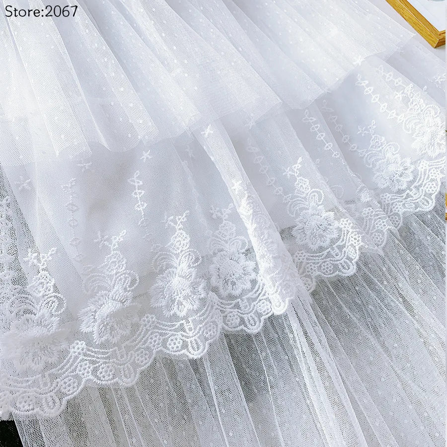 Women Skirts Cake-Style Skirt Spring Summer Fashion Lace Skirts Ladies High-Waisted Slimming Long Lace Skirt Elegant Tulle Skirt