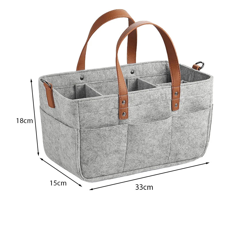 Automobiles Baby Felt Storage Nursery Organizer Basket Infant Diaper Bag with Handle Caddy Changing Nappy Kids Storage Carrier