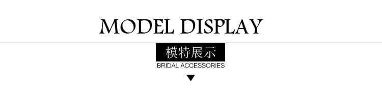 black rectangular label with white text reading model display above chinese characters and the phrase bridal accessories on the white lace bridal gloves short wedding tulle applique product.