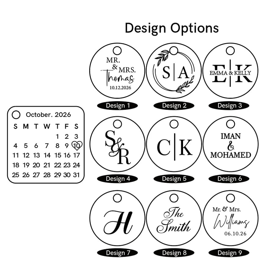 Personalized Name Keychain with Calendar, Stainless Steel Keychain Birthday Gift Keychains, Metal Keychain Wedding Gift Keychain